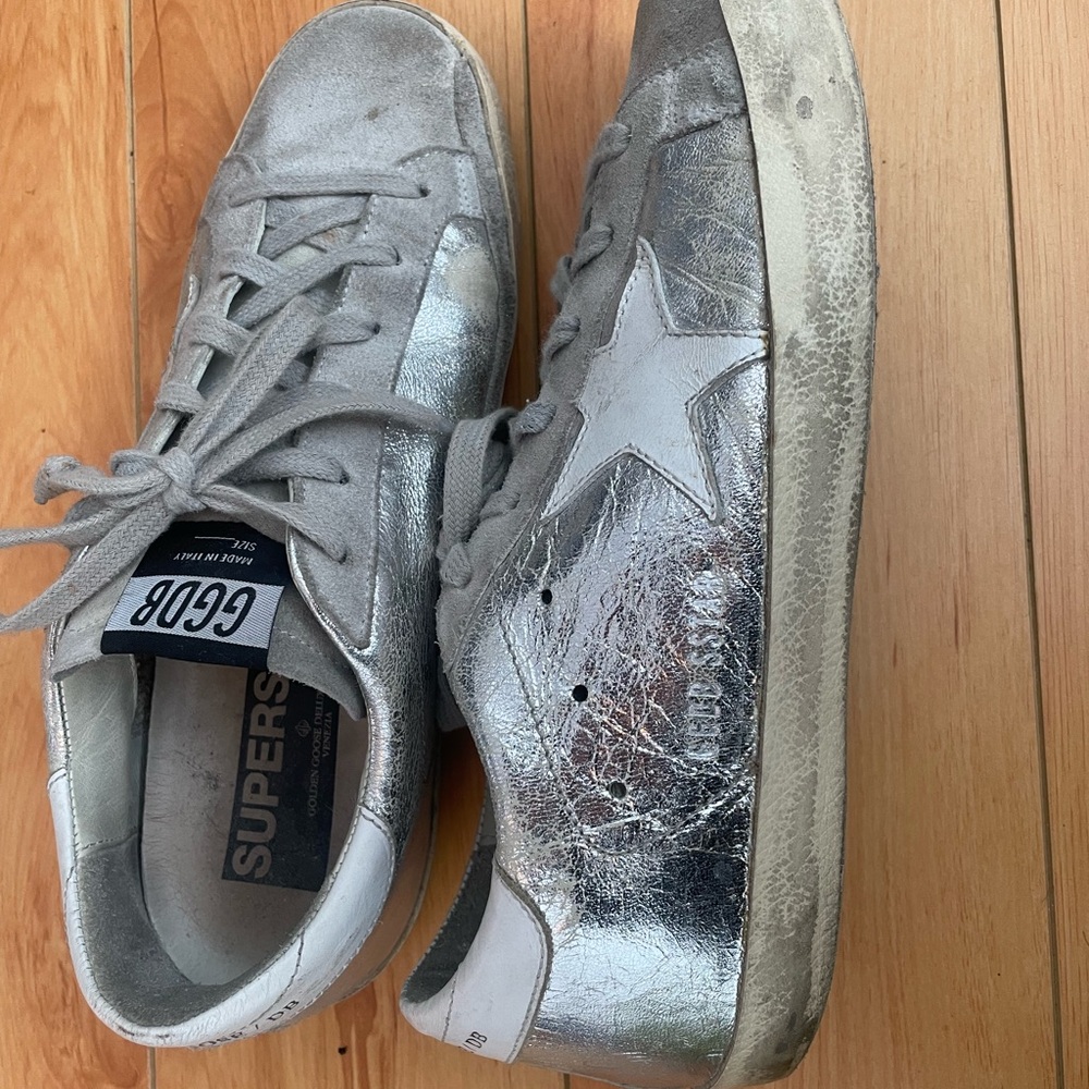 Silver golden goose sneakers women’s 9